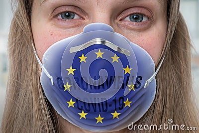 Woman with respirator mask - Coronavirus COVID, MERS, SARS conce Stock Photo