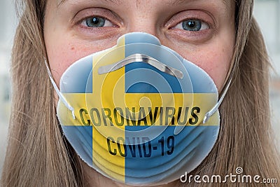 Woman with respirator mask -, MERS, SARS conce Stock Photo