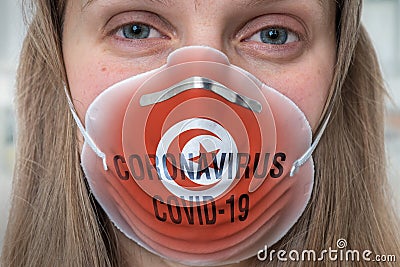 Woman with respirator mask -, MERS, SARS conce Stock Photo