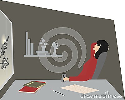 The woman resting to night Vector Illustration