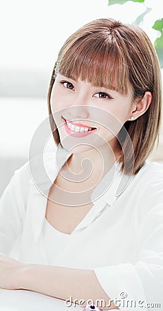 Woman with retainer for teeth Stock Photo