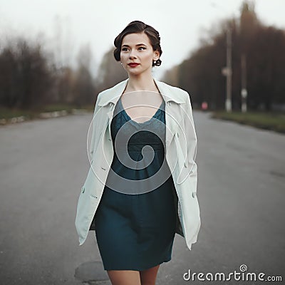 Woman with retro coiffure Stock Photo