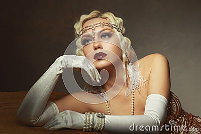 Woman retro flapper style Stock Photo