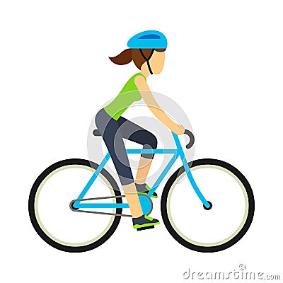 Woman riding bicycle Vector Illustration