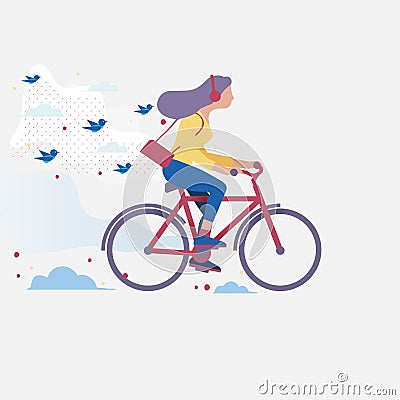 Woman riding a bike Vector Illustration