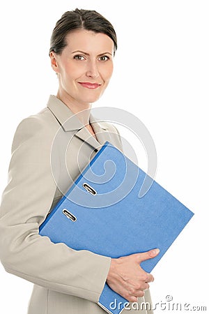 Woman with ring binder Stock Photo