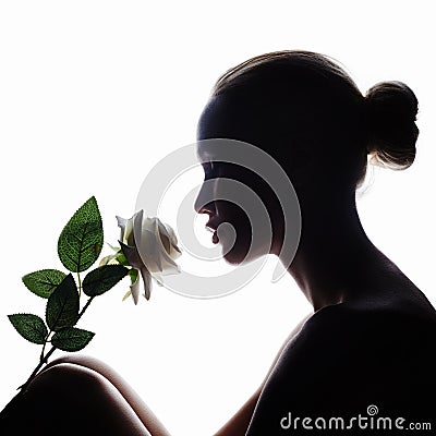 Woman with rose flower Stock Photo