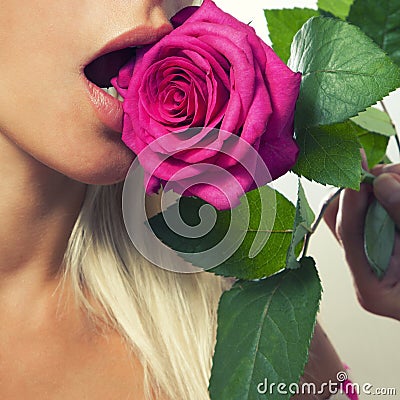 Woman and rose Stock Photo