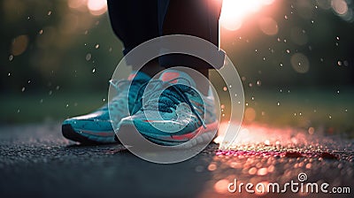 Woman runner jogging at morning. Health and fitness. Generative Ai Stock Photo