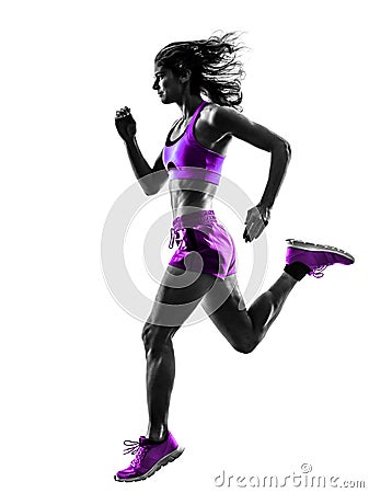 Woman runner running jogger jogging silhouette Stock Photo