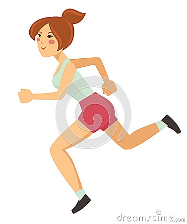 Woman running or jogging sport healthy lifestyle outdoor activity Vector Illustration