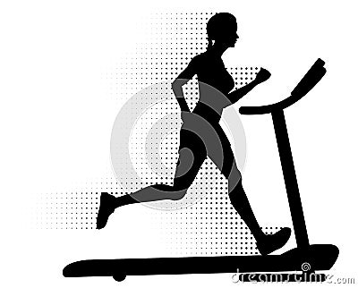 Woman Running on a Treadmill Vector Illustration