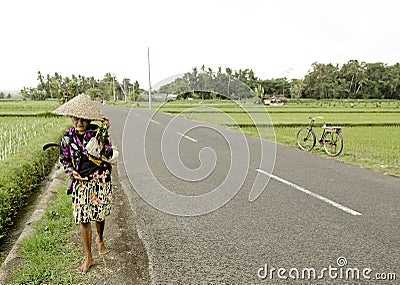 Woman in rural bali indonesia Editorial Stock Photo