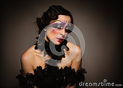 Woman with a 20`s cabaret make-up look Stock Photo