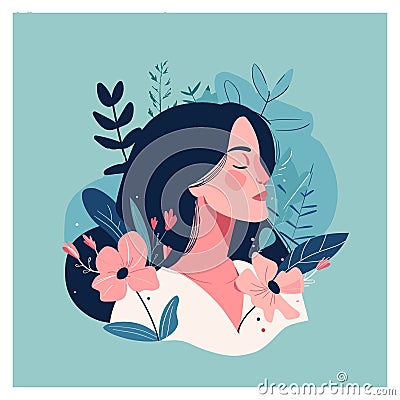 Woman's day, vector flat illustration, woman, joyful woman, naive art, Vector Illustration