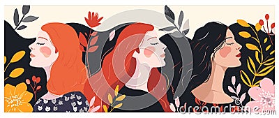 Woman's day, vector flat illustration, woman, joyful woman, naive art, Vector Illustration