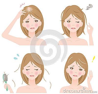 Woman's hair problems Vector Illustration