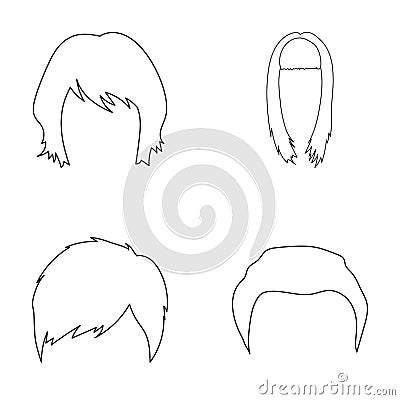 A woman`s hairdo, a man`s hairstyle.Beard set collection icons in outline style vector symbol stock illustration web. Vector Illustration