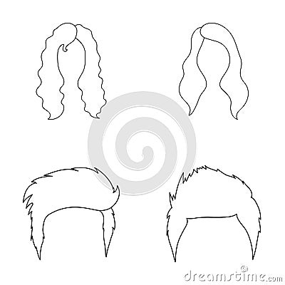 A woman`s hairdo, a man`s hairstyle.Beard set collection icons in outline style vector symbol stock illustration web. Vector Illustration