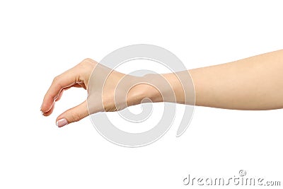 Woman`s hand grabbing or measuring something Stock Photo