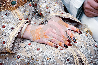 Woman`s hand with traditional menhdi henna ornament Stock Photo