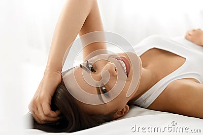 Woman's Health. Smiling Woman With Beautiful Face Skin. Beauty Stock Photo