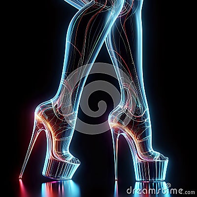 Woman's Legs in High Heels Conceptual Illustration Cartoon Illustration