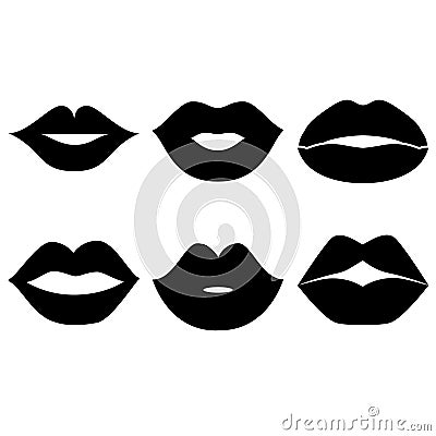 Woman`s lip gestures icons set. Woman`s lip icon . lip symbol illustration. Cartoon Illustration