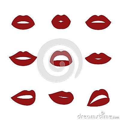 Woman`s lip icons Stock Photo