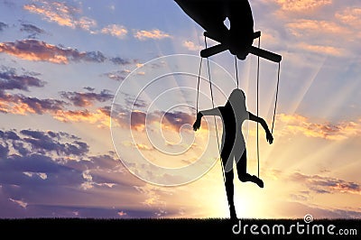 Woman`s marionette. Manipulation concept Stock Photo