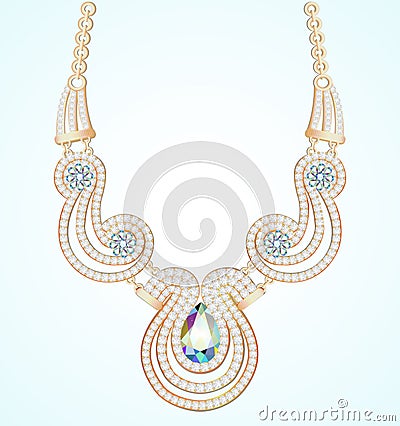 woman's necklace of beads and gemstones Vector Illustration