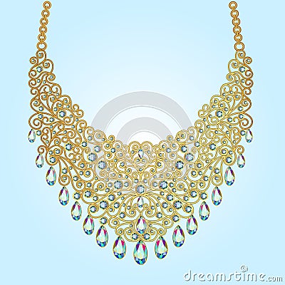 woman's necklace of beads and gemstones Vector Illustration