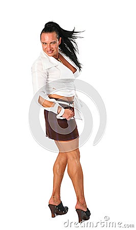 Woman`s portrait with big musculature Stock Photo