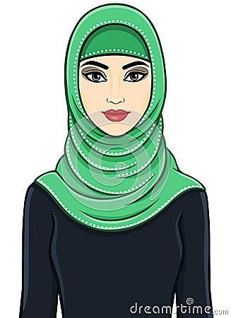 The woman's portrait in a hijab. Vector Illustration