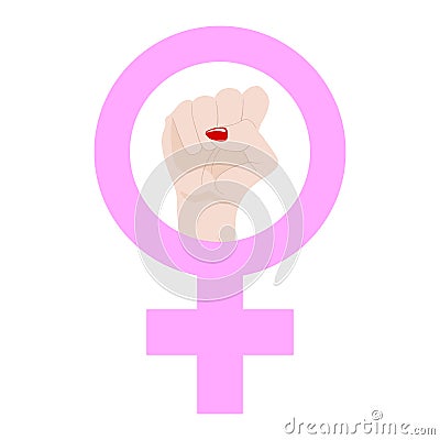 Woman`s Resist Symbol isolated on white background. Female Symbol. Girl Power. Feminism concept. Vector illustration. Vector Illustration