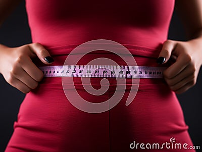 woman's waist with measuring tape Stock Photo