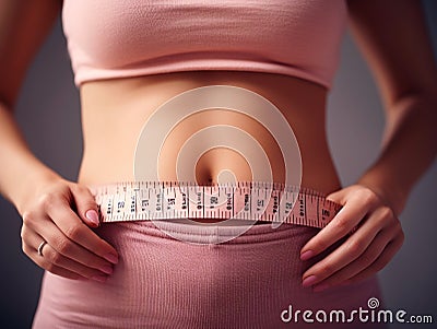 woman's waist with measuring tape Stock Photo