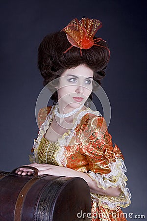 Woman with a sac voyage Stock Photo