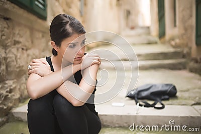Woman with sad face crying.Sad expression,sad emotion,despair,sadness.Woman in emotional stress and pain. Stock Photo