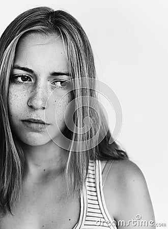 Woman Sadness Depress Frustrated Grief Concept Stock Photo