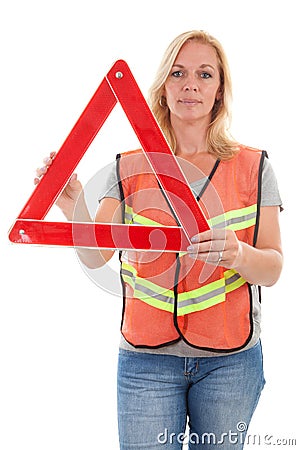 Woman in safety vest Stock Photo