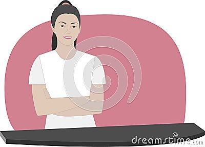 Woman, salon worker, secretary, workplace administrator. In the style of minimalism. Cartoon flat vector illustration Vector Illustration