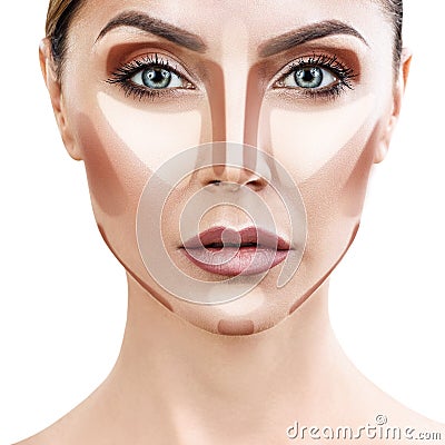 Woman with sample contouring and highlight makeup Stock Photo