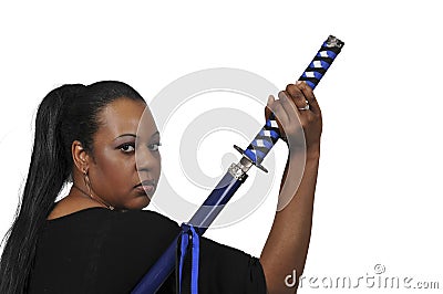 Woman Samurai Swordsman Stock Photo