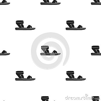 Woman sandals icon in black style isolated on white background. Shoes pattern stock vector illustration. Vector Illustration
