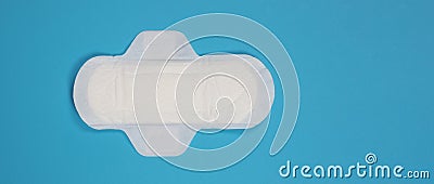 Woman sanitary napkins on blue background. Top view Stock Photo