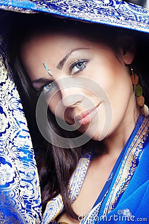 Woman in sari Stock Photo