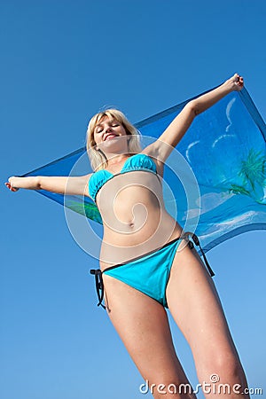 Woman with sarong Stock Photo