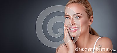 Woman satisfied with her nature beauty Stock Photo