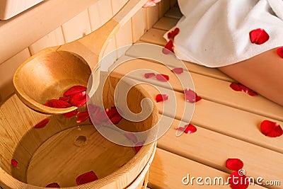 Woman and sauna Stock Photo